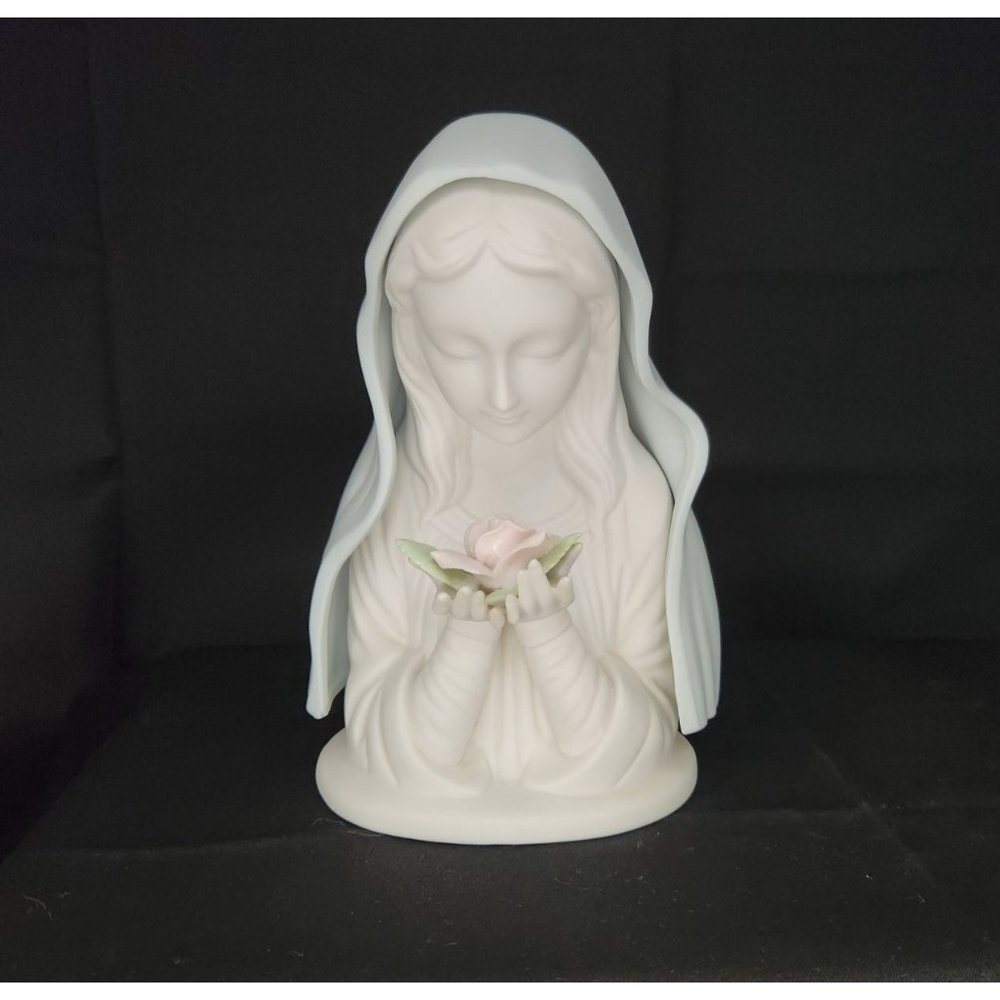 Statuette Virgin Mary Holding a Rose